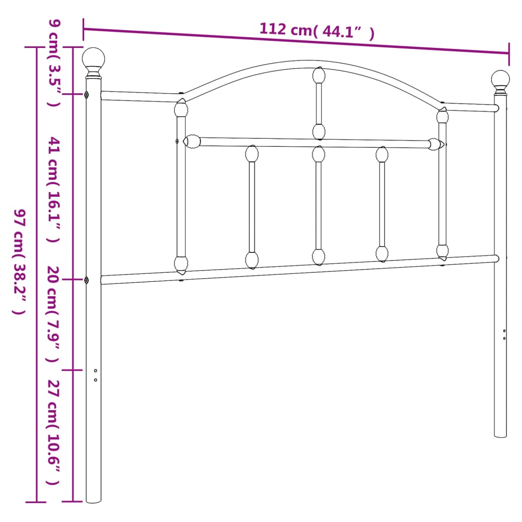 Testiera in Metallo Bianco 107 cm - homemem39