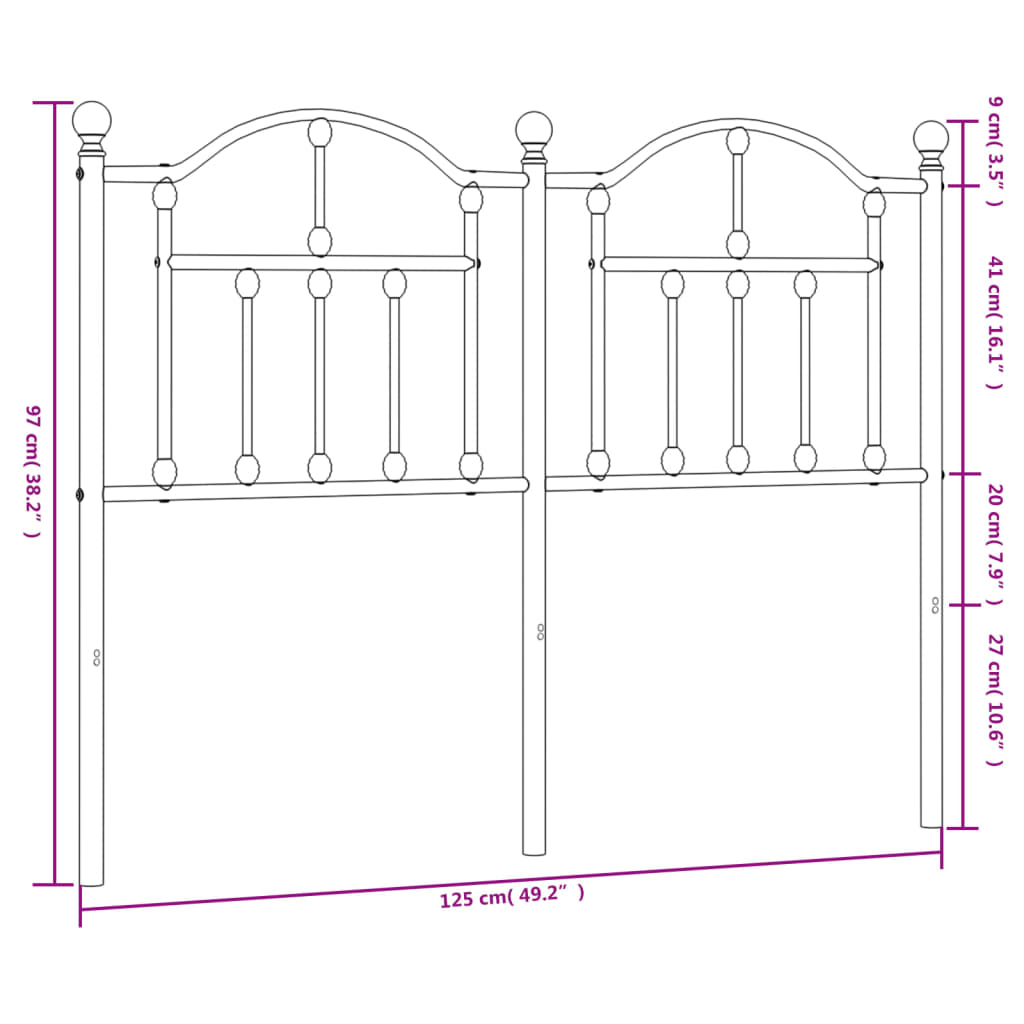 Testiera in Metallo Bianco 120 cm - homemem39