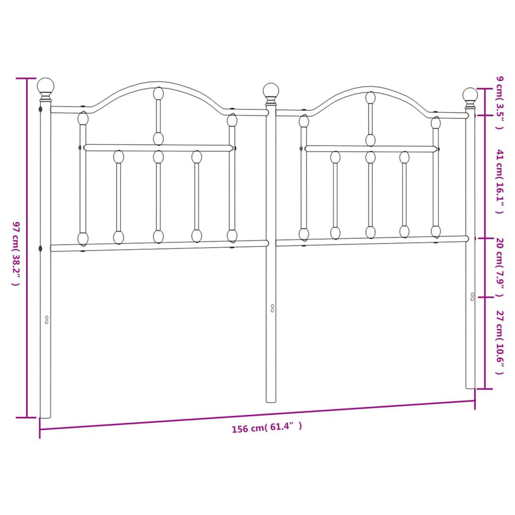 Testiera in Metallo Bianco 150 cm - homemem39