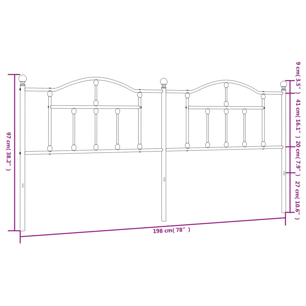 Testiera in Metallo Bianco 193 cm - homemem39