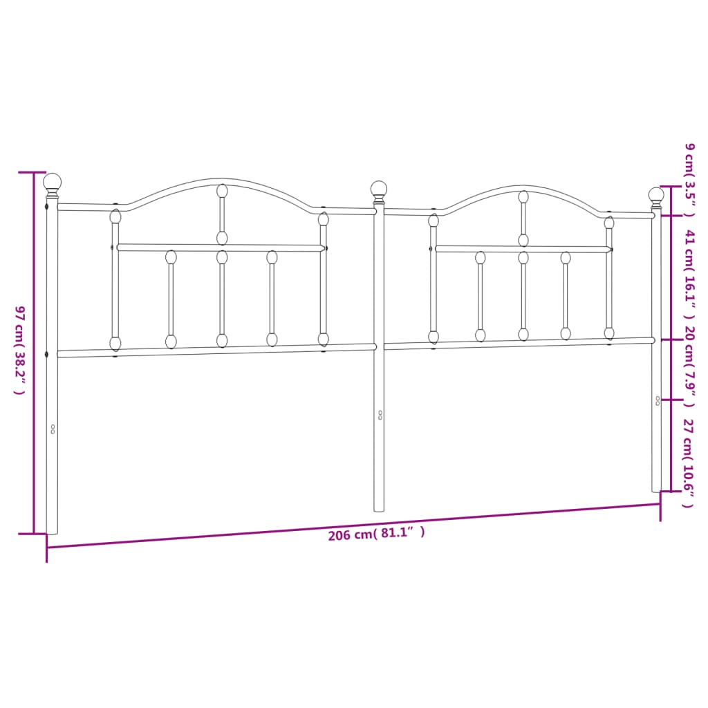 Testiera in Metallo Bianco 200 cm - homemem39