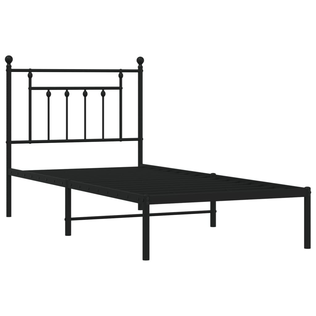 Giroletto con Testiera in Metallo Nero 90x190 cm - homemem39