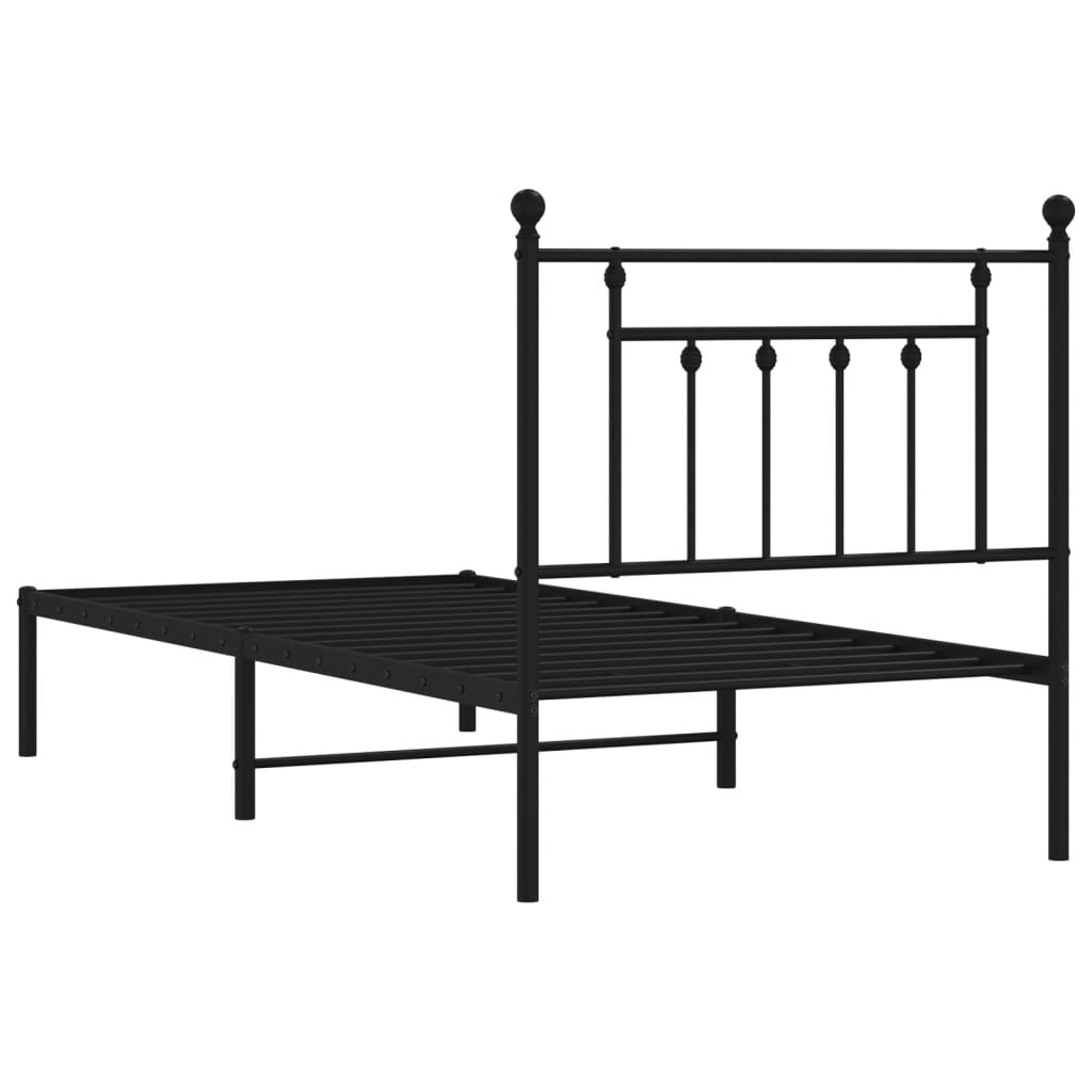 Giroletto con Testiera in Metallo Nero 90x190 cm - homemem39