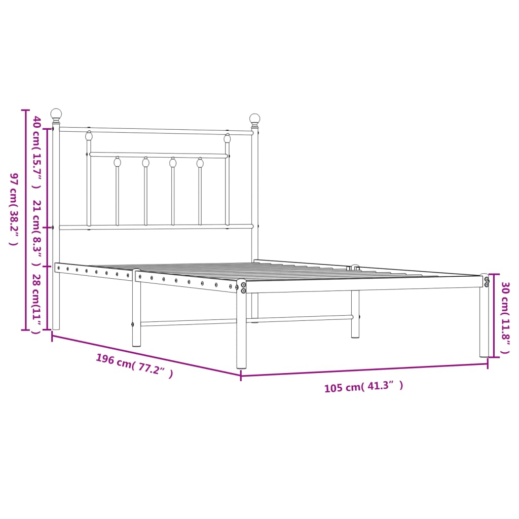 Giroletto con Testiera in Metallo Nero 100x190 cm - homemem39