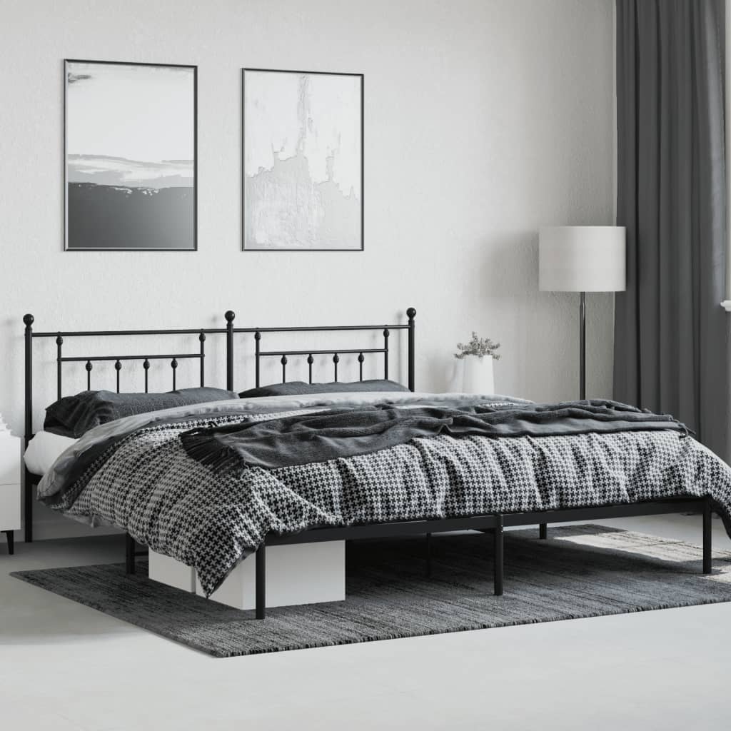 Giroletto con Testiera in Metallo Nero 193x203 cm - homemem39