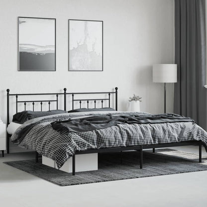 Giroletto con Testiera in Metallo Nero 193x203 cm - homemem39