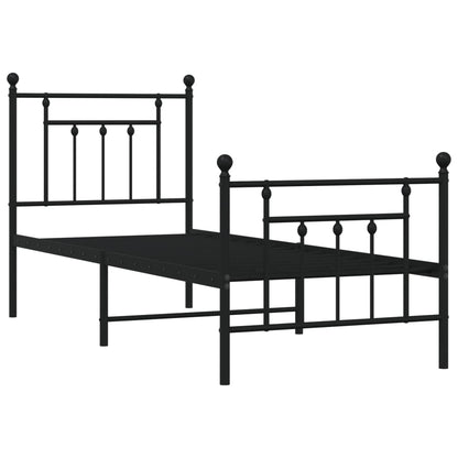 Giroletto con Testiera e Pediera Metallo Nero 75x190 cm - homemem39