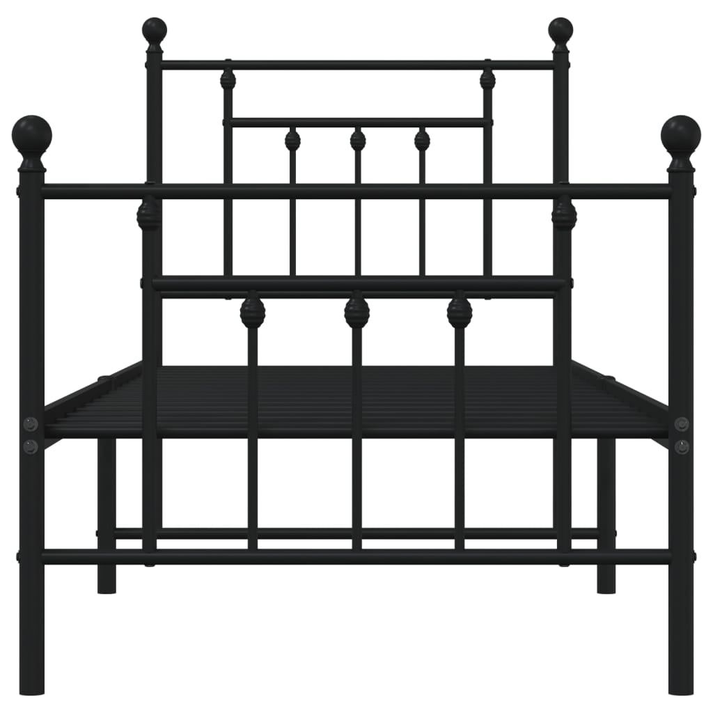 Giroletto con Testiera e Pediera Metallo Nero 75x190 cm - homemem39