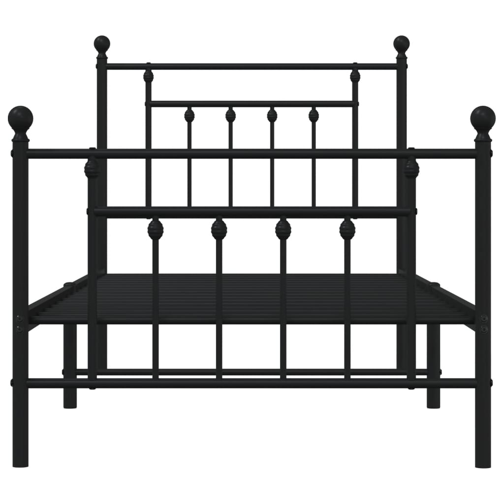 Giroletto con Testiera e Pediera Metallo Nero 80x200 cm - homemem39