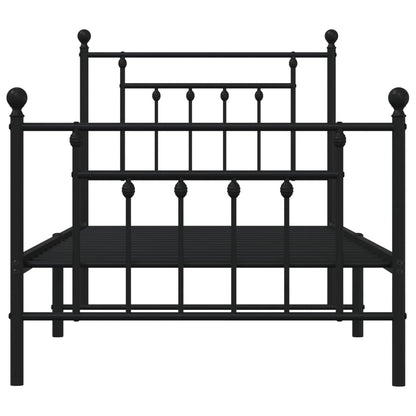 Giroletto con Testiera e Pediera Metallo Nero 80x200 cm - homemem39