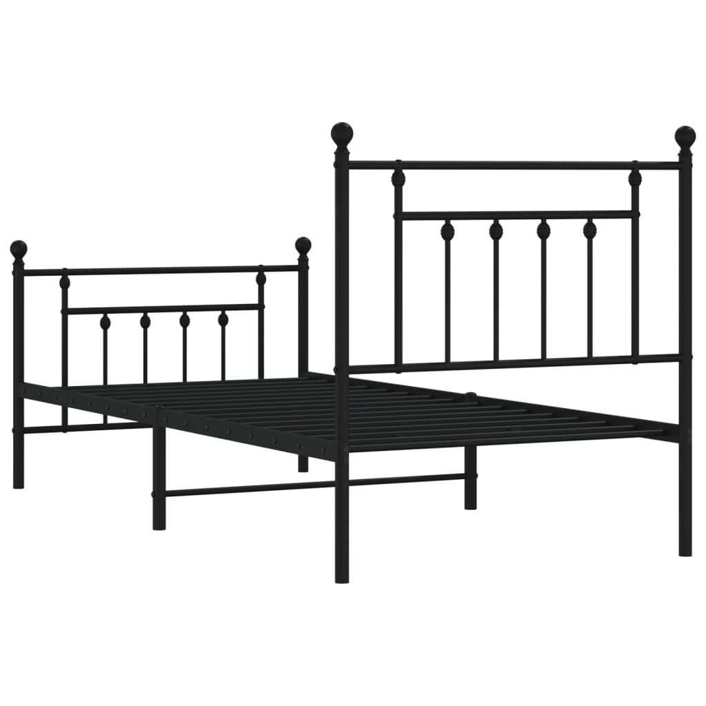 Giroletto con Testiera e Pediera Metallo Nero 80x200 cm - homemem39