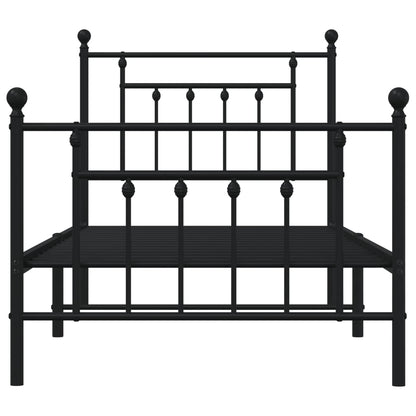 Giroletto con Testiera e Pediera Metallo Nero 90x190 cm - homemem39