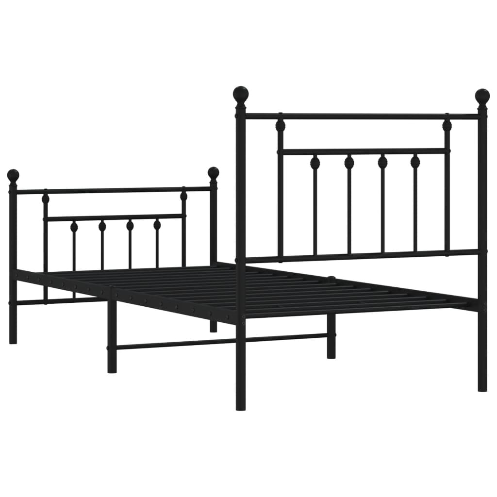 Giroletto con Testiera e Pediera Metallo Nero 90x190 cm - homemem39