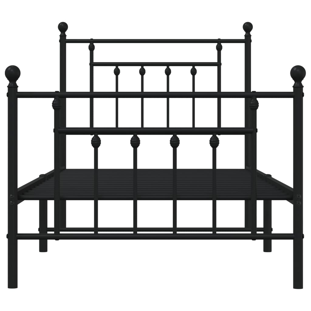 Giroletto con Testiera e Pediera Metallo Nero 90x200 cm - homemem39