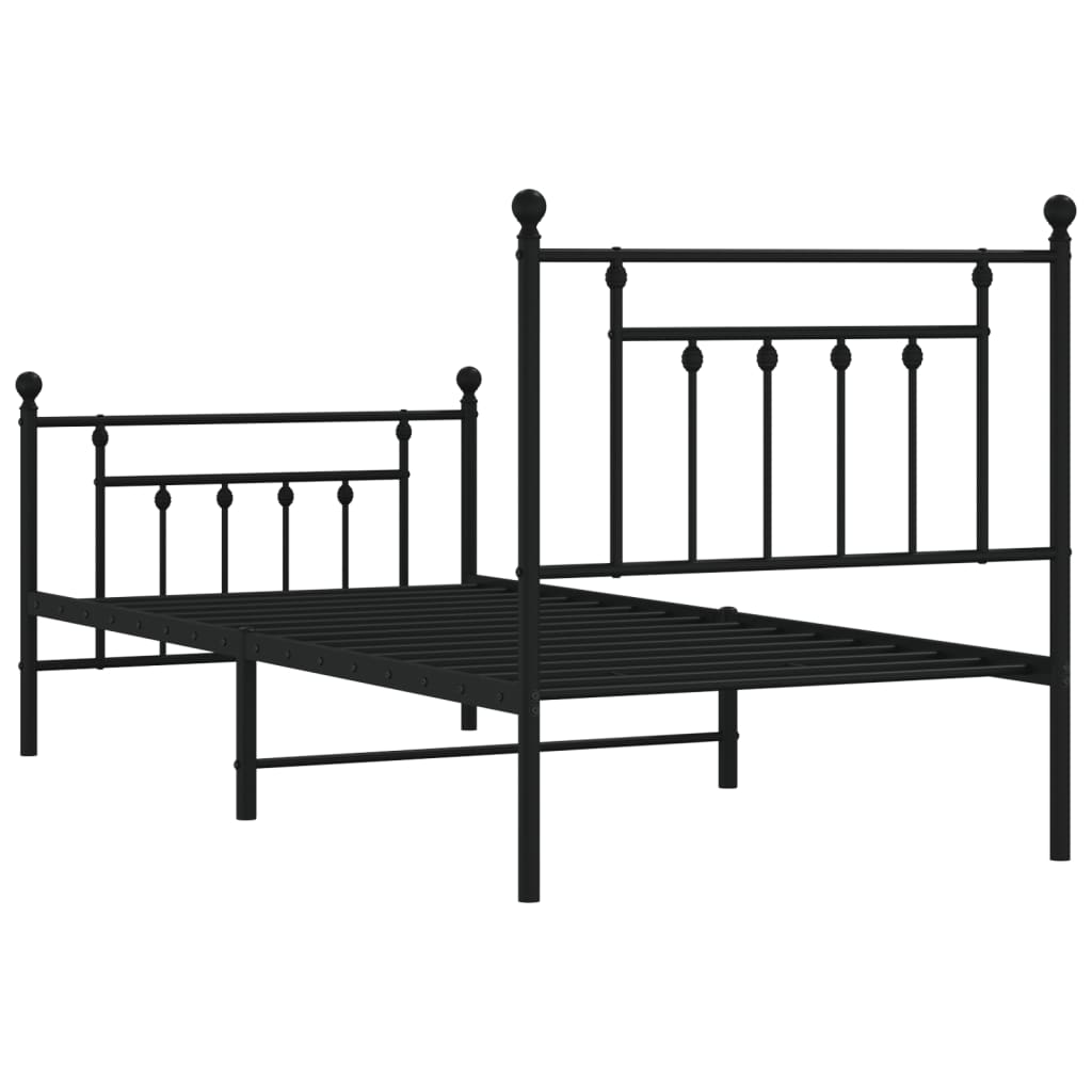 Giroletto con Testiera e Pediera Metallo Nero 90x200 cm - homemem39