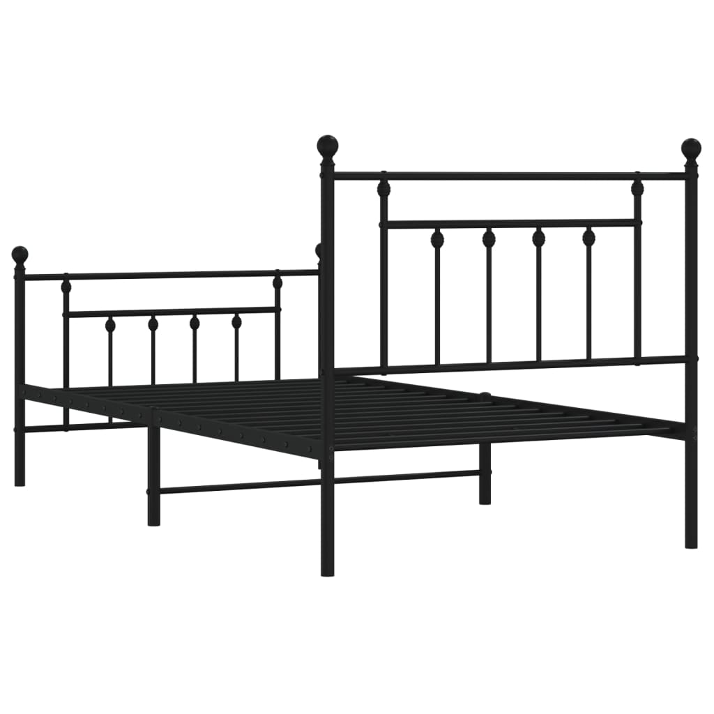 Giroletto con Testiera e Pediera Metallo Nero 100x190 cm - homemem39