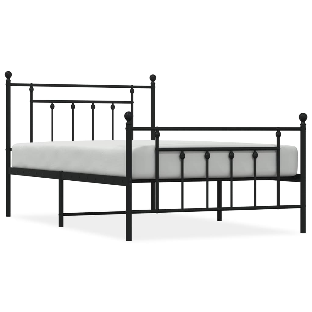 Giroletto con Testiera e Pediera Metallo Nero 107x203 cm - homemem39