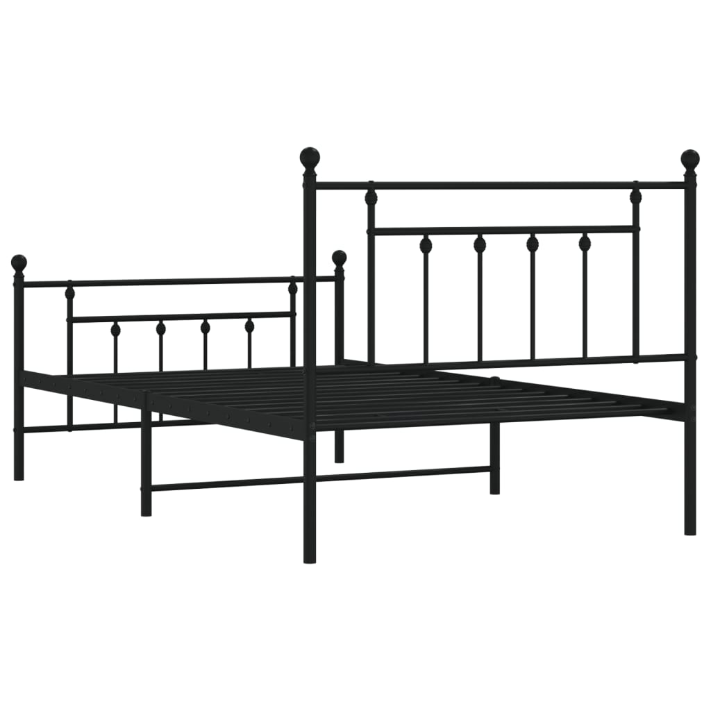 Giroletto con Testiera e Pediera Metallo Nero 107x203 cm - homemem39