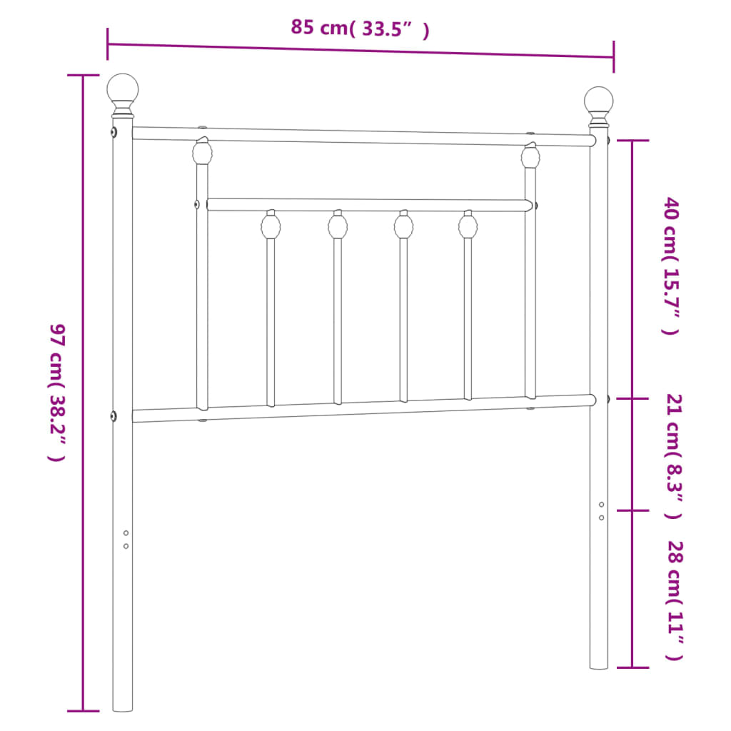 Testiera in Metallo Nero 80 cm - homemem39