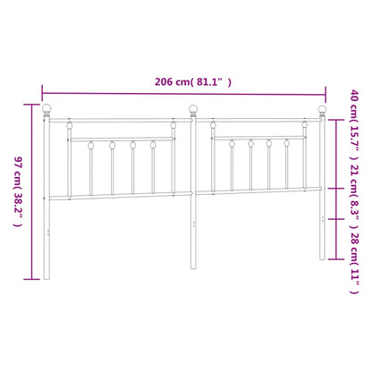 Testiera in Metallo Nero 200 cm - homemem39