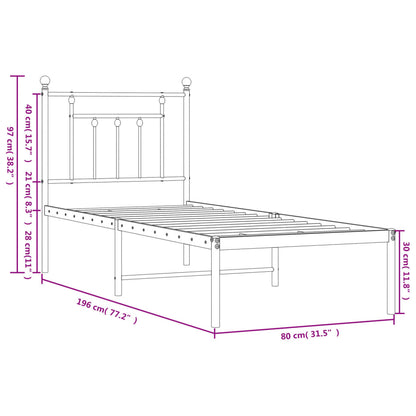 Giroletto con Testiera Metallo Bianco 75x190 cm - homemem39