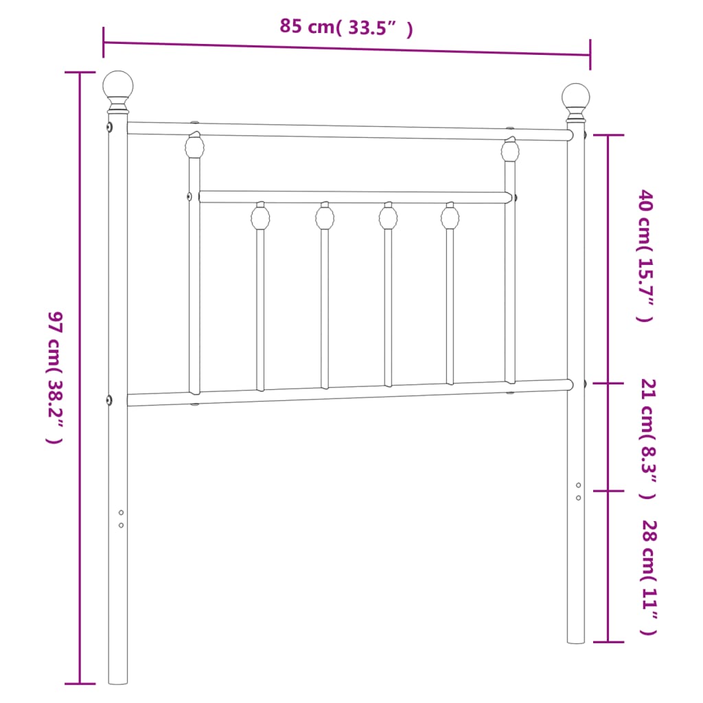 Testiera in Metallo Bianco 80 cm - homemem39