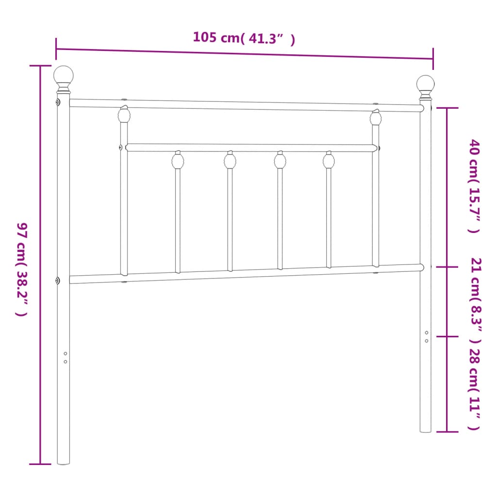 Testiera in Metallo Bianco 100 cm - homemem39