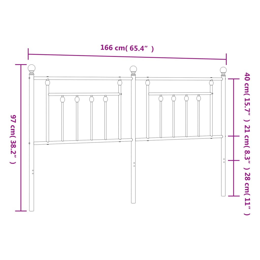 Testiera in Metallo Bianco 160 cm - homemem39