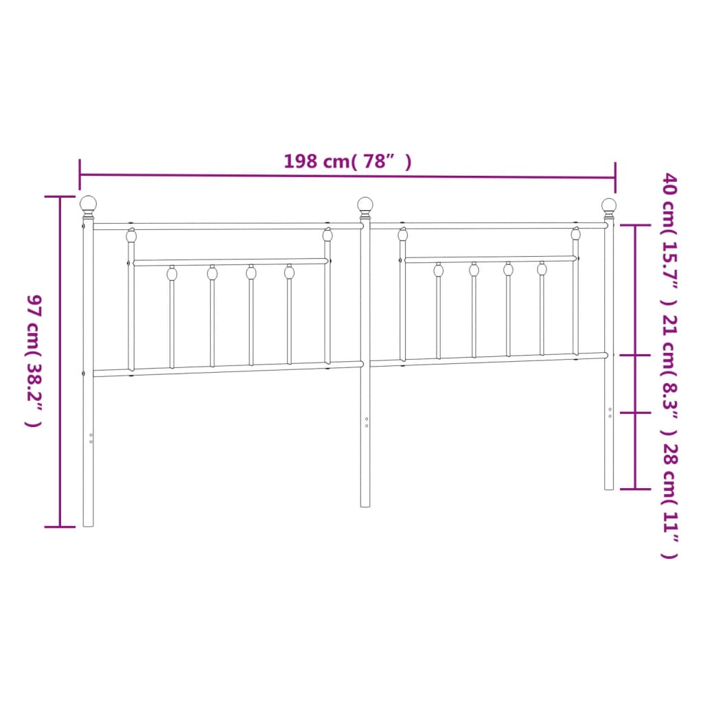 Testiera in Metallo Bianco 193 cm - homemem39