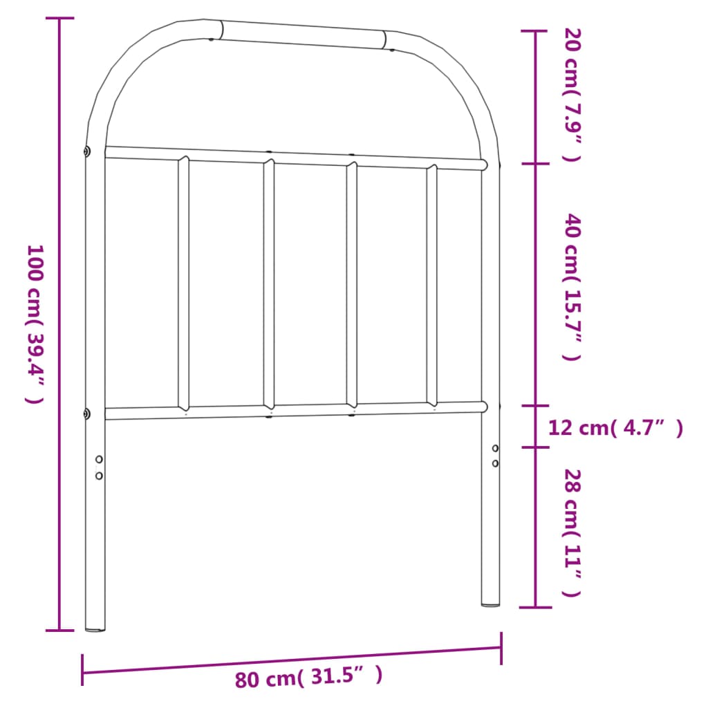 Testiera in Metallo Nero 75 cm - homemem39