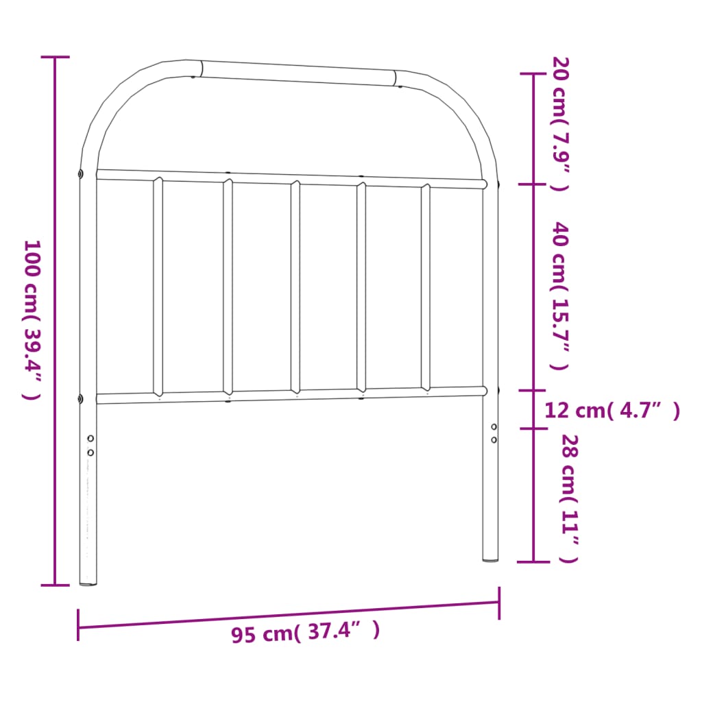 Testiera in Metallo Nero 90 cm - homemem39