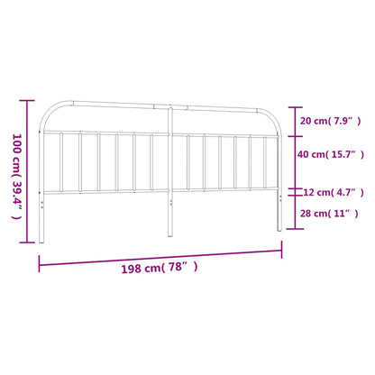 Testiera in Metallo Nero 193 cm - homemem39