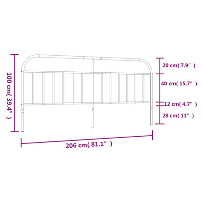 Testiera in Metallo Nero 200 cm - homemem39