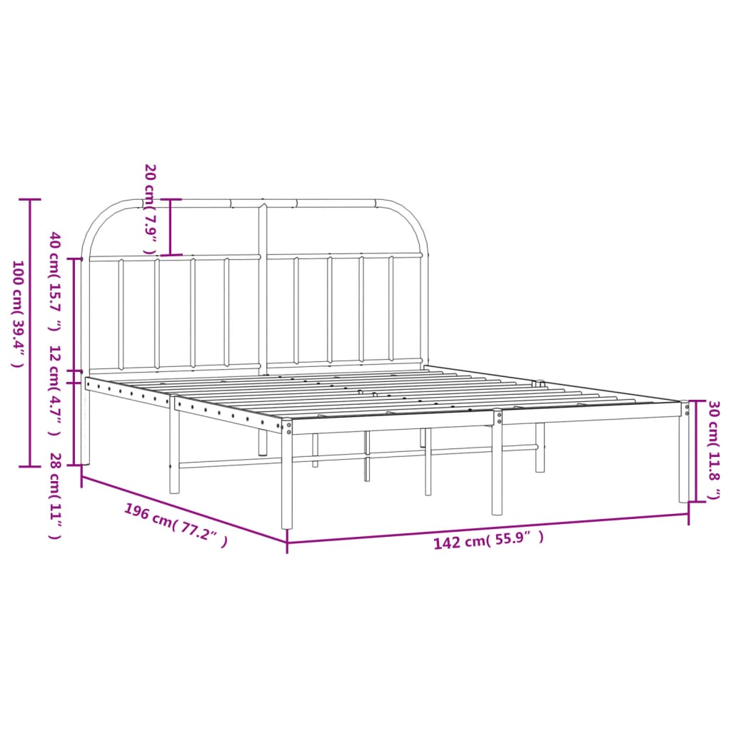 Giroletto con Testiera Metallo Bianco 135x190 cm - homemem39