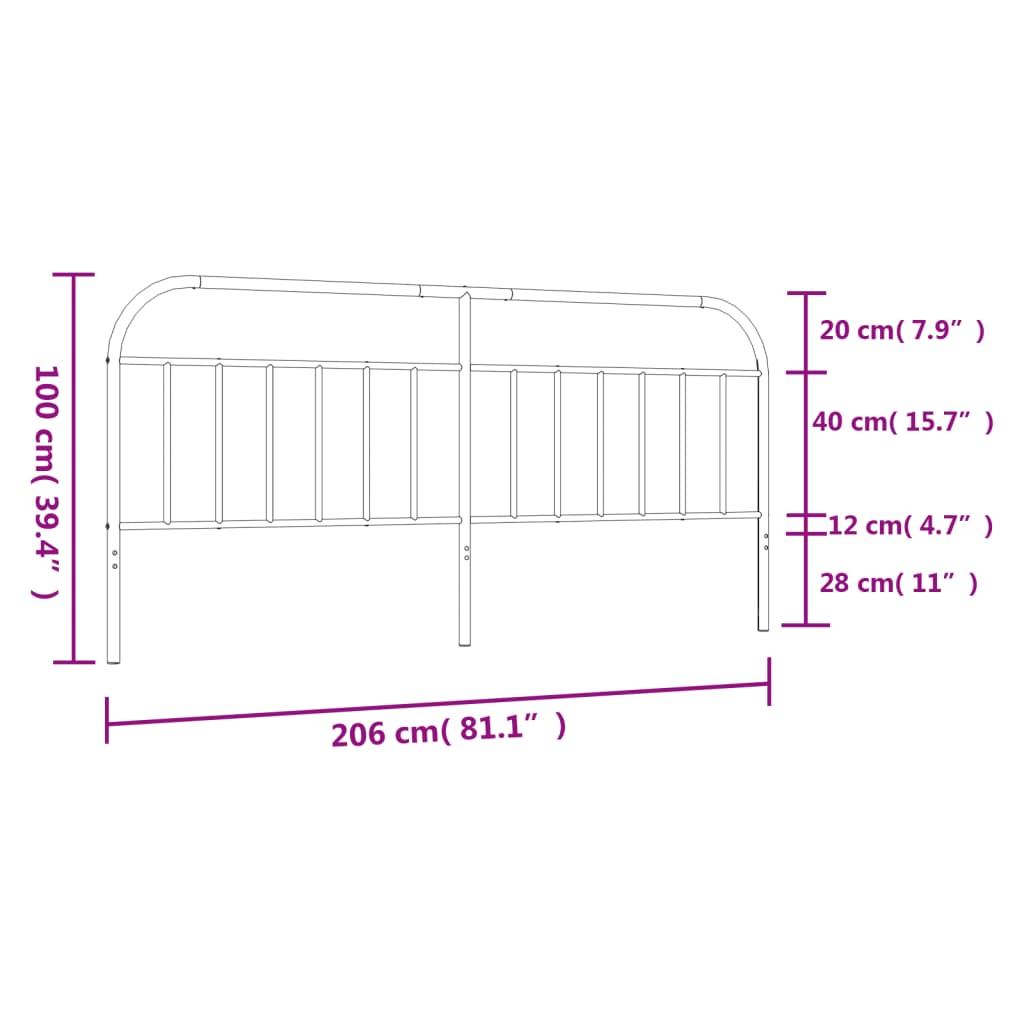 Testiera in Metallo Bianco 200 cm - homemem39