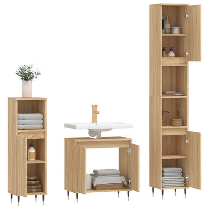 Set di Mobili da Bagno 3 pz Rovere Sonoma in Legno Multistrato - homemem39