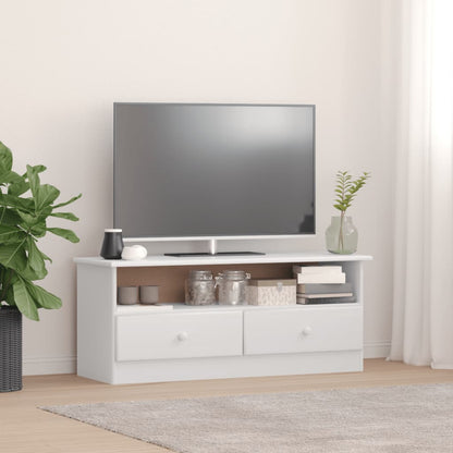 Mobile TV con Cassetti ALTA Bianco 100x35x41cm Massello di Pino - homemem39