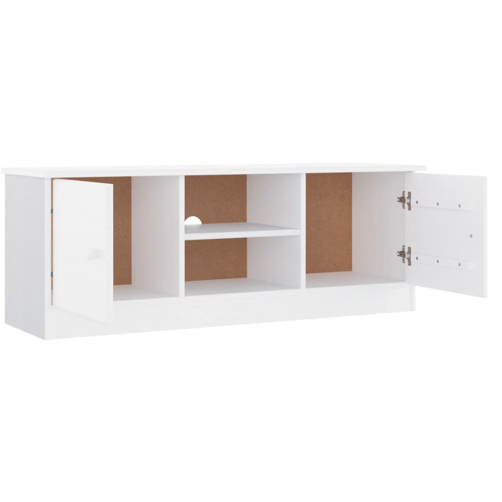 Mobile TV ALTA Bianco 112x35x41 cm in Legno Massello di Pino - homemem39