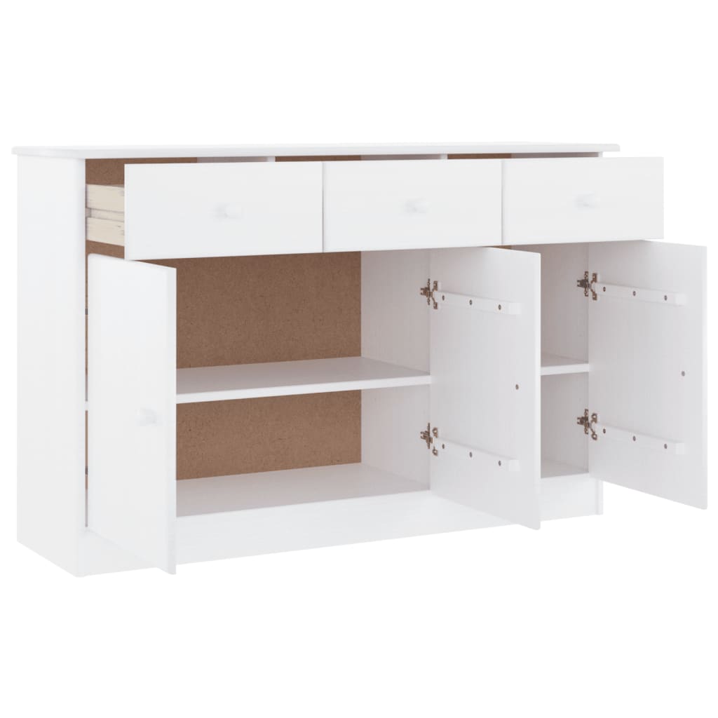 Credenza ALTA Bianca 112x35x73 cm in Legno Massello di Pino - homemem39