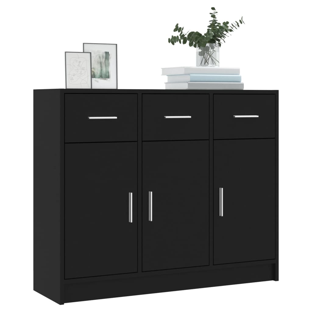 Credenza Nera 91x28x75 cm in Legno Multistrato - homemem39