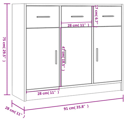 Credenza Nera 91x28x75 cm in Legno Multistrato - homemem39