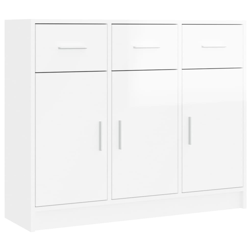 Credenza Bianco Lucido 91x28x75 cm in Legno Multistrato - homemem39