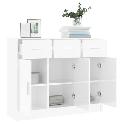 Credenza Bianco Lucido 91x28x75 cm in Legno Multistrato - homemem39