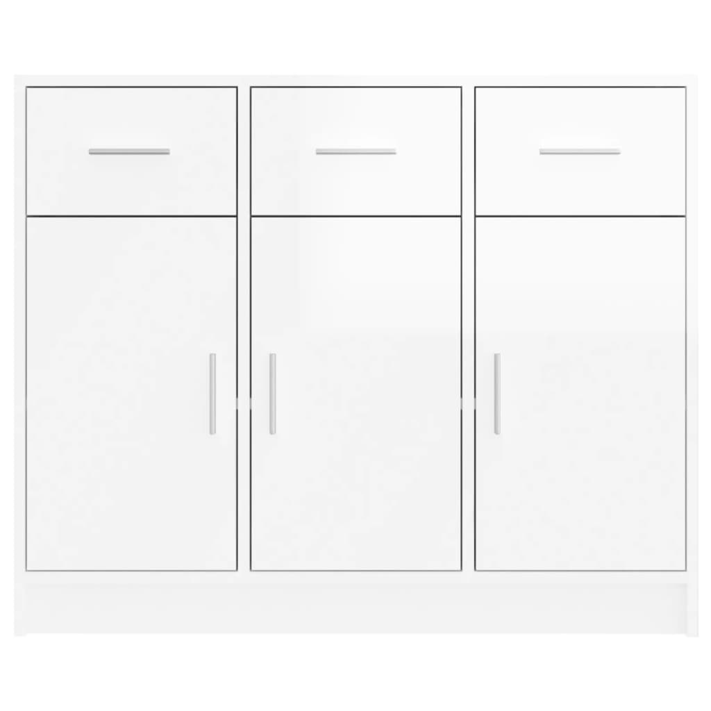 Credenza Bianco Lucido 91x28x75 cm in Legno Multistrato - homemem39