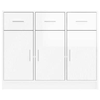 Credenza Bianco Lucido 91x28x75 cm in Legno Multistrato - homemem39