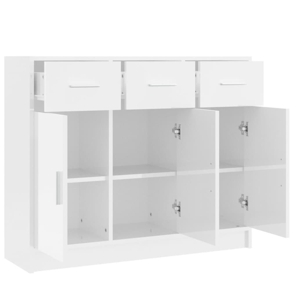 Credenza Bianco Lucido 91x28x75 cm in Legno Multistrato - homemem39