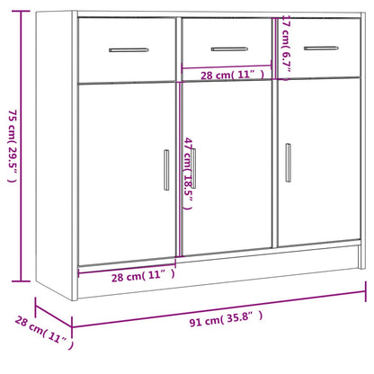 Credenza Grigio Cemento 91x28x75 cm in Legno Multistrato - homemem39