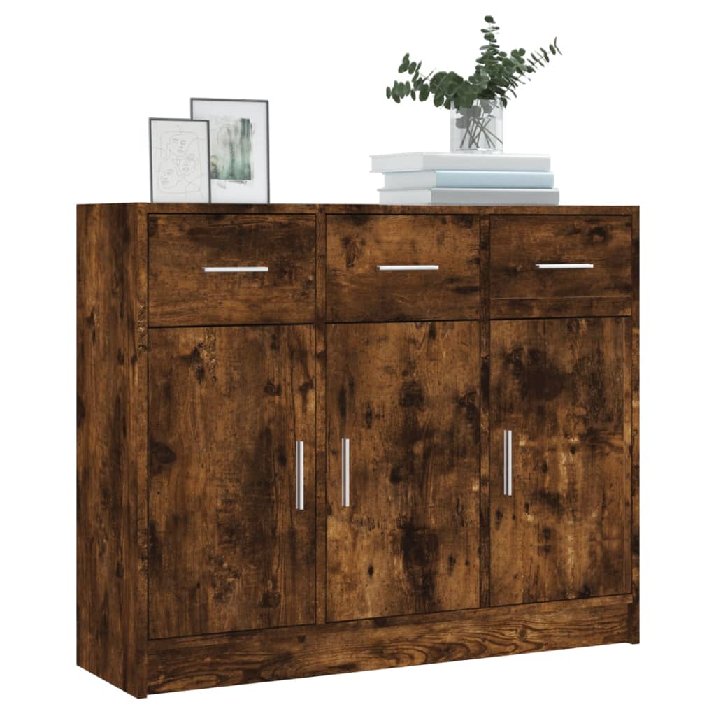 Credenza Rovere Fumo 91x28x75 cm in Legno Multistrato - homemem39