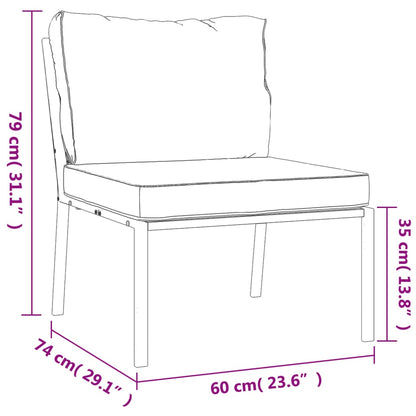 Set Salotto da Giardino 5pz con Cuscini Grigi in Acciaio - homemem39