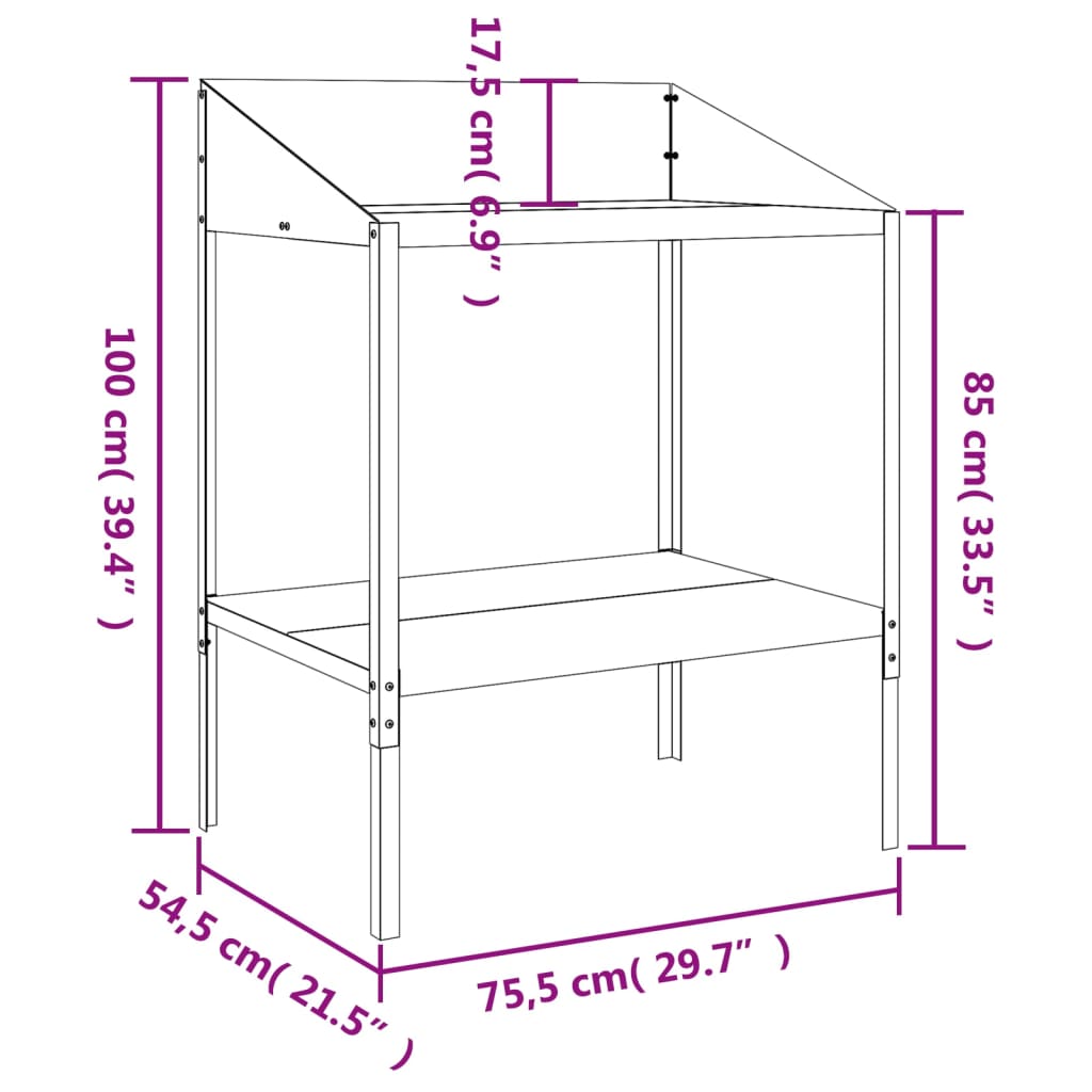 Supporto per Piante Antracite 75,5x54,5x100 cm Acciaio Zincato - homemem39